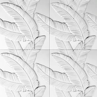 Feather 3D Wall Panels - Elegant Stone Décor 3D model image 1 