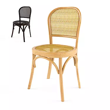 Rustic Rattan Wooden Chair 3D model image 1 