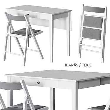 IDANÄS / TERJE Folding Table and Chairs Set 3D model image 1 