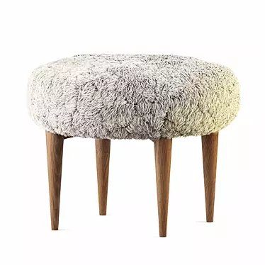Pine Fur Stool: Rustic Charm and Cozy Comfort 3D model image 1 