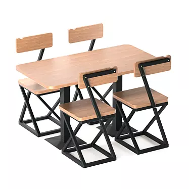 EVO's Wood Table Set - Stylish and Sturdy 3D model image 1 