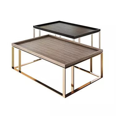 Minimalist Wood and Metal Coffee Table 3D model image 1 