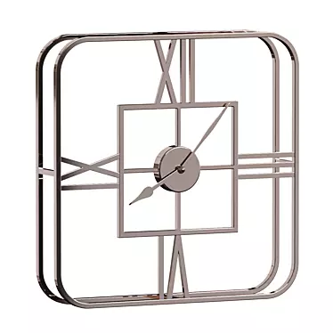 Modern Metallic Chrome Square Wall Clock 3D model image 1 