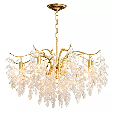 Elegant Gold Crystal Chandelier 3D model image 1 