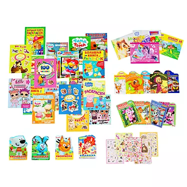 Colorful Kids' Books & Drawing Albums 3D model image 1 