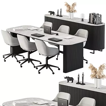 Sleek Black & Gray Meeting Table 3D model image 1 