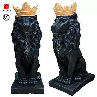 Majestic Lion King Sculpture 3D model image 1 