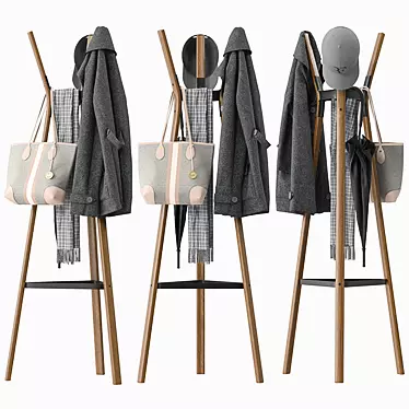 Elegant Steelwood Coat Stand 3D model image 1 