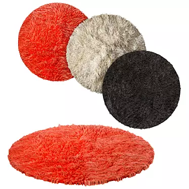 Luxurious Round Fur Rugs 3D model image 1 