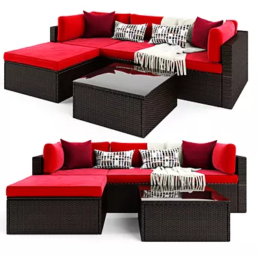 Huang Outdoor Rattan Sectional 3D model image 1 