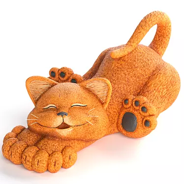 Elegant Cat Sculpture: PBR 3D Model 3D model image 1 