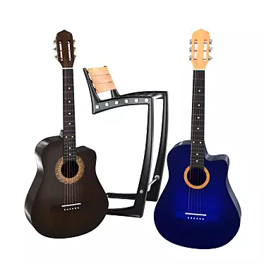 Versatile Acoustic Guitar with 2 Stylish Finishes 3D model image 1 