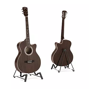 Elitaro Wood-Style Guitar with Stand 3D model image 1 