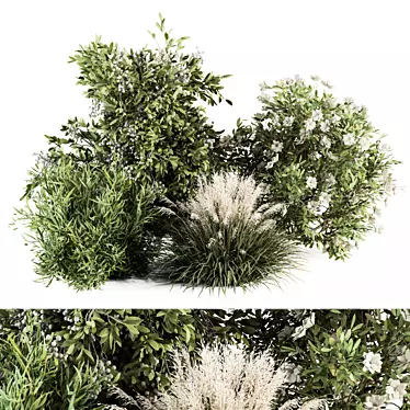 Vibrant Bush Set - Mix of Greenery 3D model image 1 