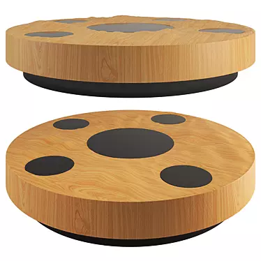 Circular Oak Dining Table 3D model image 1 