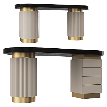 Elegant Gold Office Table 3D model image 1 