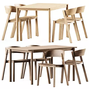 Sleek Wood Table & Side Chair 3D model image 1 
