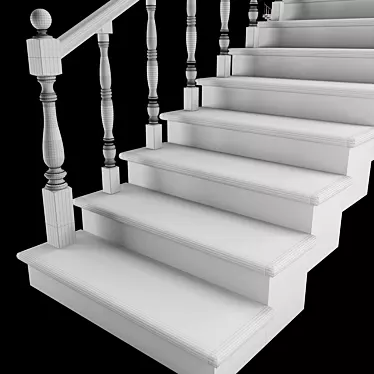 Rustic Wooden Ladder - 4000mm Length 3D model image 1 