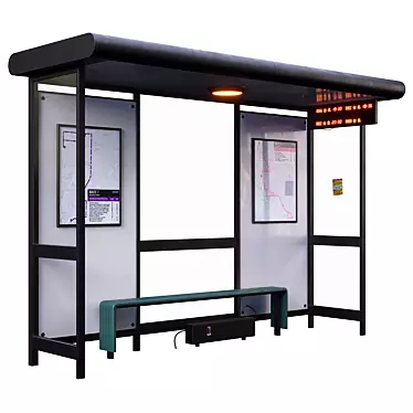 Modern Bus Stop Kit 3D model image 1 