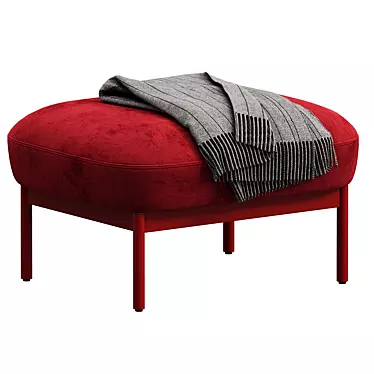 Plush Scarlet Ottoman | Luxe Velvet 3D model image 1 