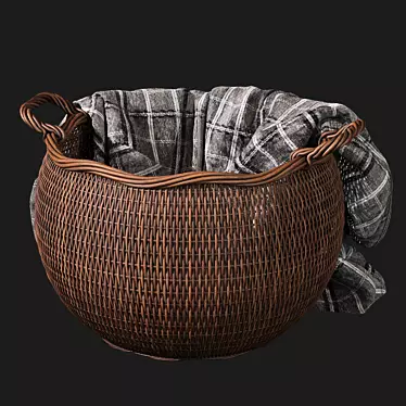 Rattan Laundry Basket 3D model image 1 