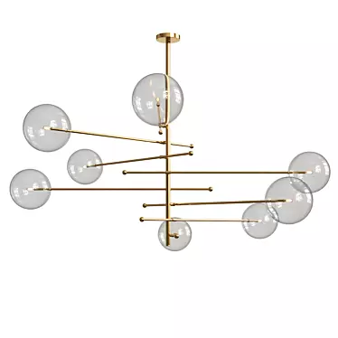 Elegant Brass Ball Chandelier 3D model image 1 