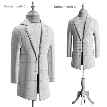Classic Wool Blend Men's Coat 3D model image 1 