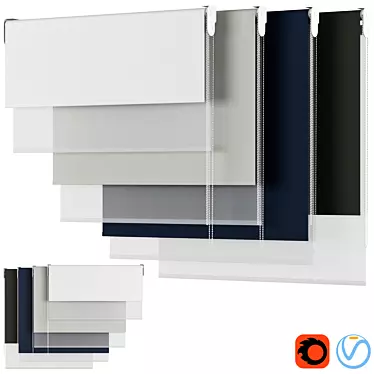 Dual Roller Shades | Customizable Roller Blind 3D model image 1 