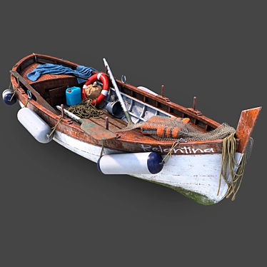 Vintage Wooden Boat: Exquisite Craftsmanship 3D model image 1 