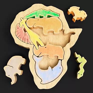 African Animal Puzzle Set 3D model image 1 