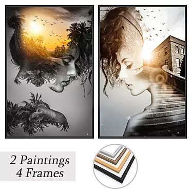 Duo Art Prints with Versatile Frames 3D model image 1 