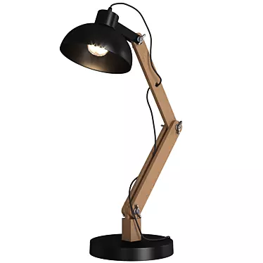 Industrial Metal Wood Table Lamp 3D model image 1 