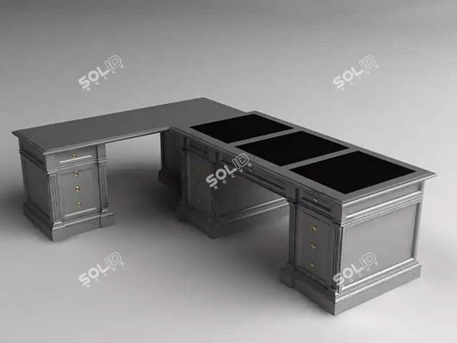 Spacious Office Desk 3D model image 1