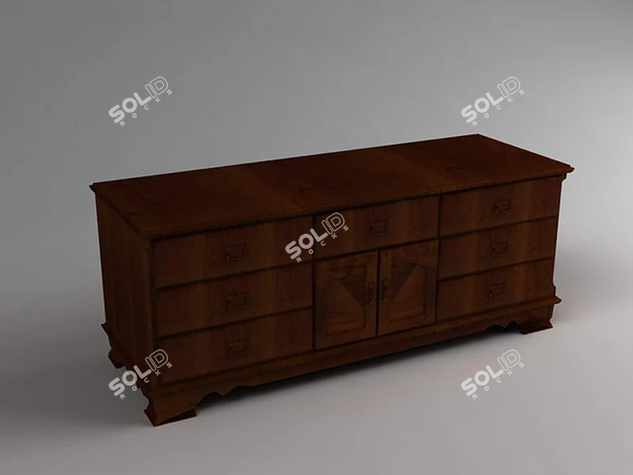 Sleek White Chest of Drawers 3D model image 1