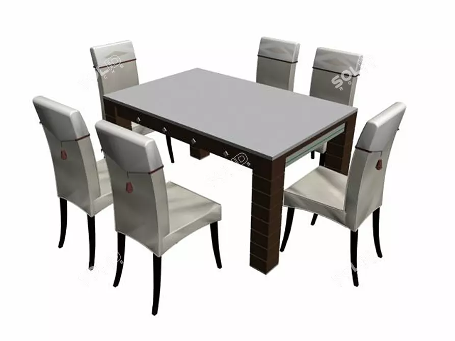 Classic Style Dining Set for 6 3D model image 1