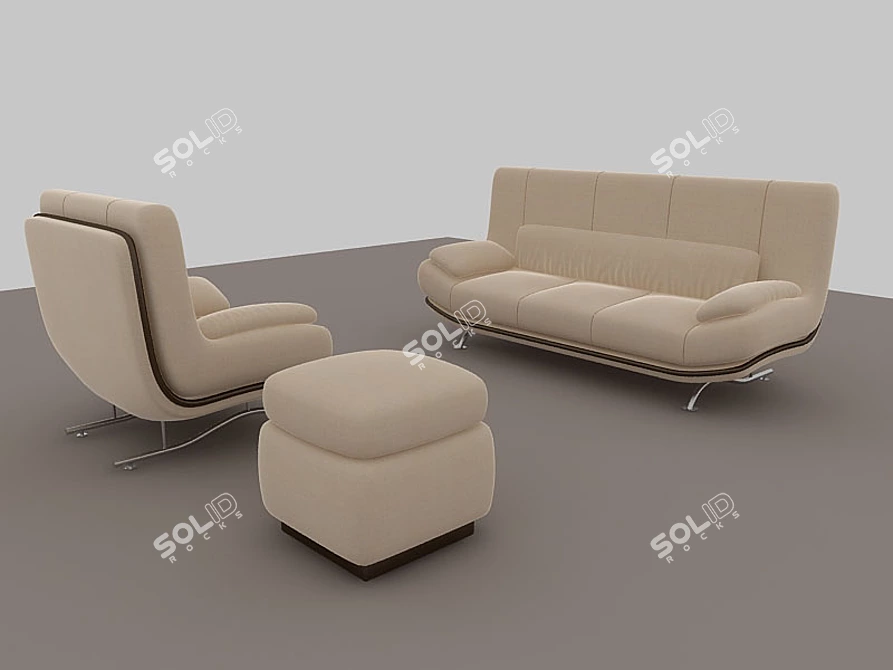 Comfy Sofa & Chair Set 3D model image 1