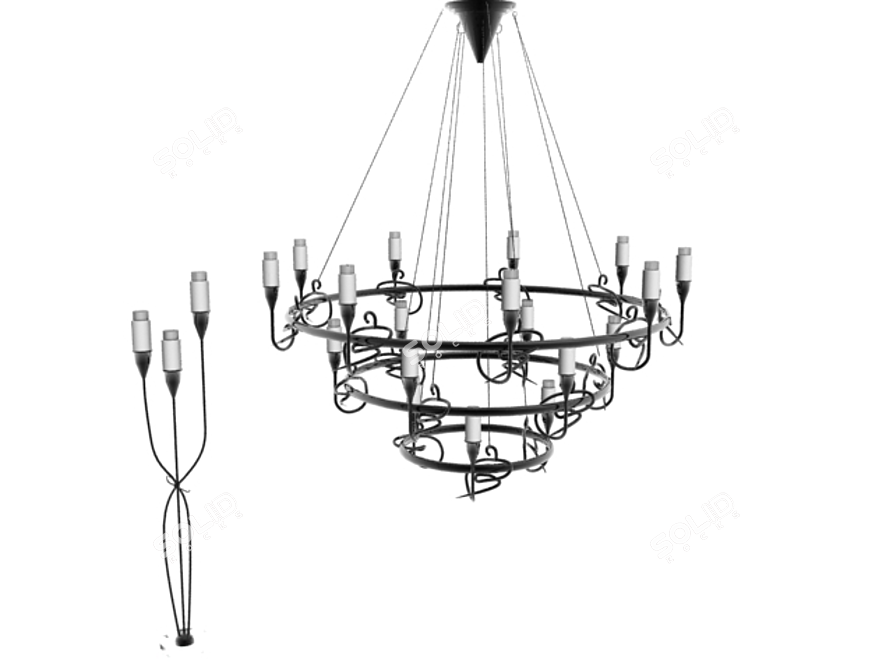 Elegant Metal and Glass Lighting 3D model image 1