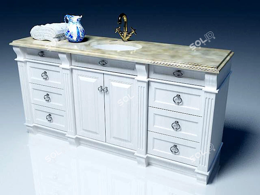 Traditional English Style Bathroom Furniture 3D model image 1