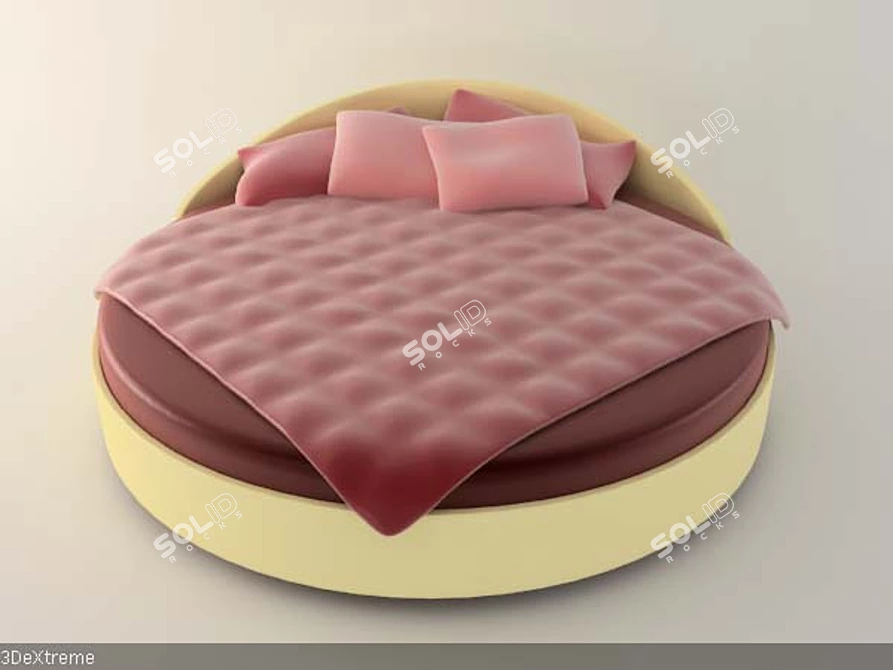 Sleek Round Bed 3D model image 1