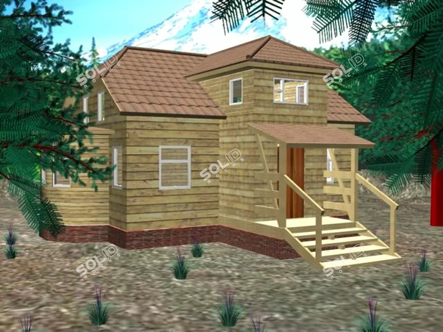 Forest Retreat: Rustic Cabin Hideaway 3D model image 1