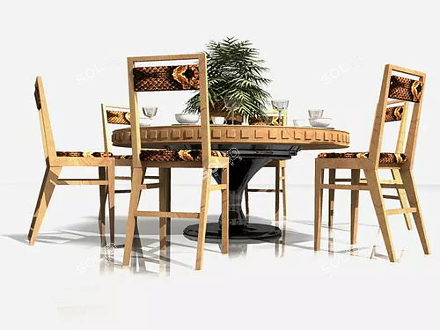 Modern Dining Set: Table & Chairs 3D model image 1