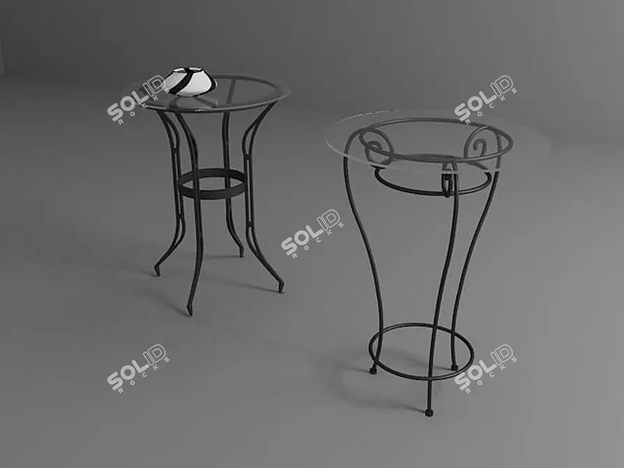 Wrought Iron Glass Round Tables 3D model image 1