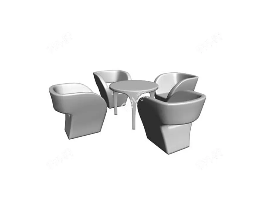 Italian Table & Chair Set 3D model image 1