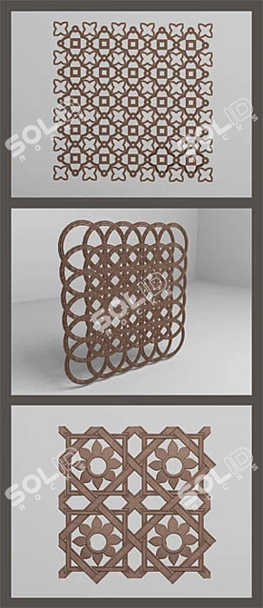 Elegant Wooden Lattices - Set of 3 3D model image 1