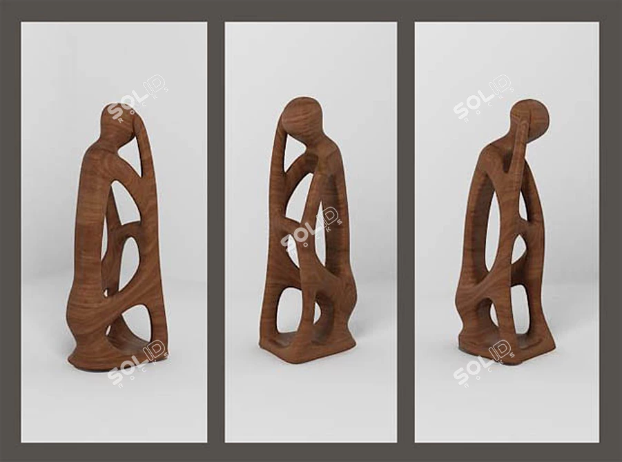 Title: Elegant Wooden Figurine 3D model image 1