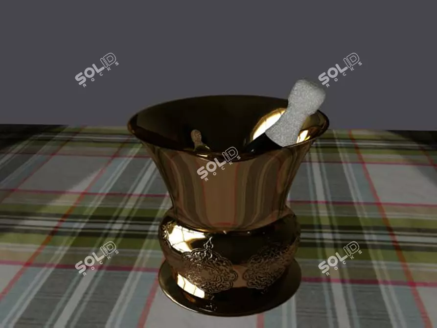 Champagne Bottle in Decorative Vase 3D model image 1