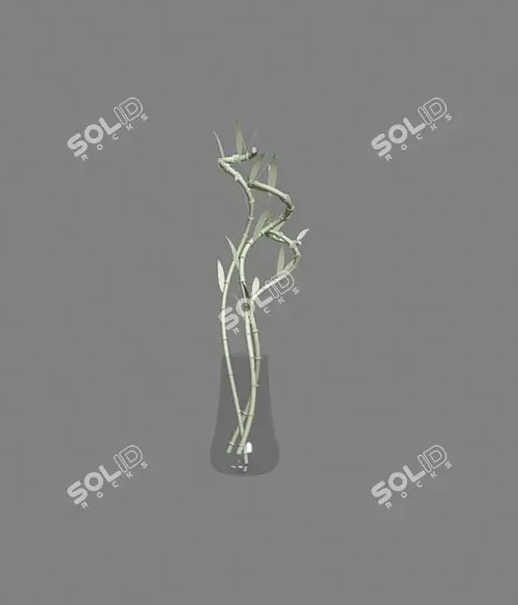 Title: Glass Vase Bamboo Shoots 3D model image 1