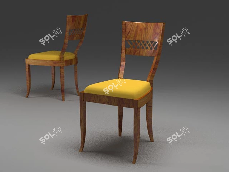 Classic Wooden Kitchen Chair 3D model image 1