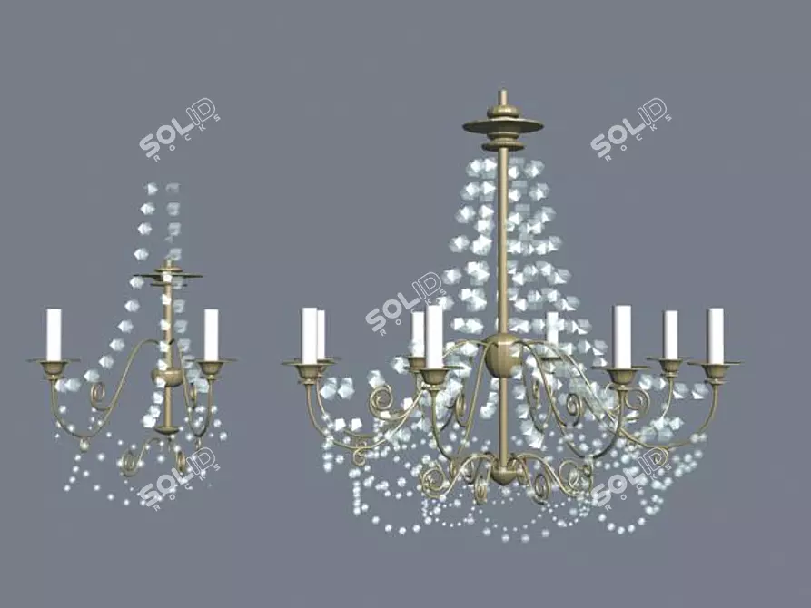 Elegant Crystal Sconce & Octagonal Chandelier 3D model image 1