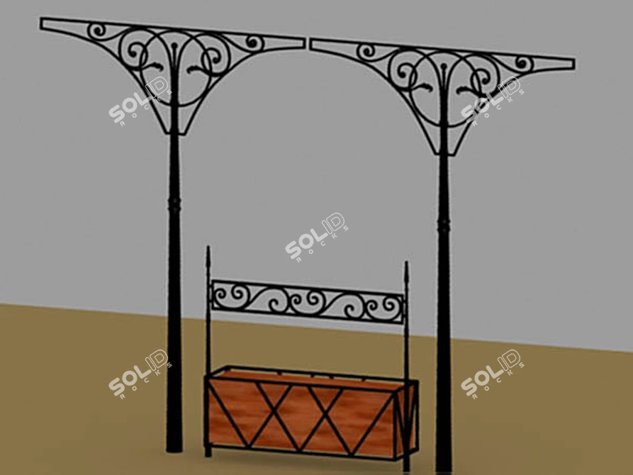 Decorative Flower Divider with Basket 3D model image 1